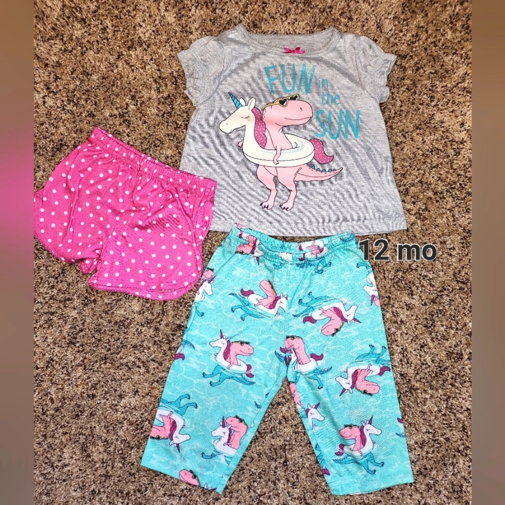 3 piece pajama set Dinosaurs & Unicorns